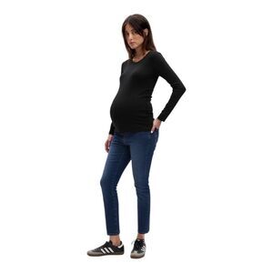 Gap Maternity Dark Wash True Waistband Jeans Straight Capri Jean 29 8 Short NWOT